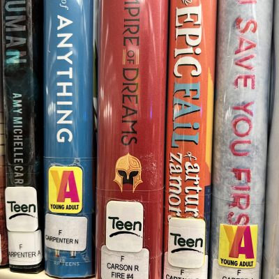 Teen spine stickers showing reading level